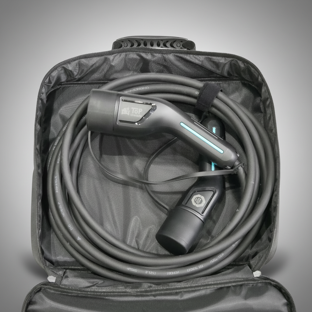 Top Charger cable inside the EV cable carry bag